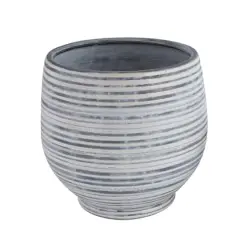 Hello Honey&reg; Gray & White Striped Stoneware Planter