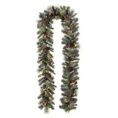 Glitzhome&reg; 9ft. LED Glittered Pinecone Christmas Garland