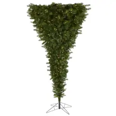 8ft. Pre-Lit Sun Valley Spruce Upside Down Artificial Christmas Tree, Warm White LED Lights