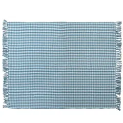 Hello Honey&reg; Gingham Woven Recycled Cotton Blend Throw Blanket with Fringe Teal/White