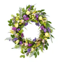 24'' Green and Purple Lavender Floral Spring Wreath