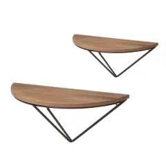 Glitzhome&reg; Farmhouse Metal & Wooden Triangle Floating Shelf Set
