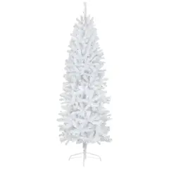 6.5ft. Pre-Lit Slim Geneva White Spruce Artificial Christmas Tree, Green Lights