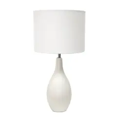 Simple Designs Oval Bowling Pin Base Ceramic Table Lamp Off White