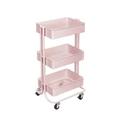 Lexington 3-Tier Rolling Cart by Simply Tidy&reg; Blush
