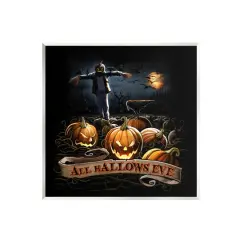 Stupell Industries All Hallows Eve Scary Jack-o-Lantern Night Wall Plaque Art