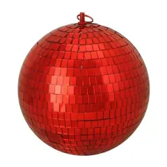 8" Shiny Red Hot Mirrored Disco Glass Christmas Ball Ornament