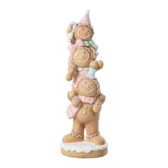 Glitzhome&reg; 29.25" Christmas Macaron Resin Stacked Gingerbread Man Porch Decor