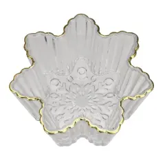 5.75" Clear & Gold Snowflake Candy Dish Serving Bowl