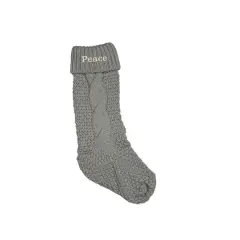 18" Peace Serif Stocking Gray