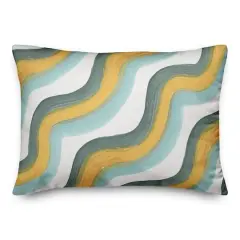 Wave Print Throw Pillow Yellow and Green