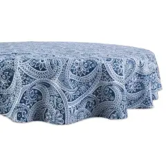 Blue Paisley Print Outdoor Tablecloth 60" Round
