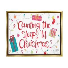 Stupell Industries Counting The Sleeps 'Til Christmas Framed Floater Canvas Wall Art Gold