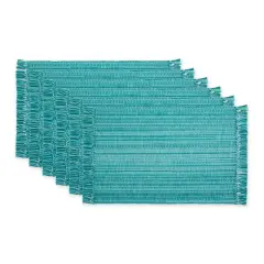 DII&reg; Variegated Fringe Cotton Placemats, 6ct. Teal