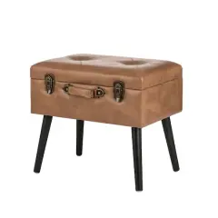 Glitzhome&reg; Leatherette Upholstered Storage Stool