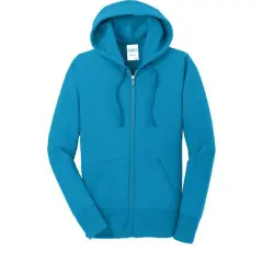 Port & Company&reg; Ladies Core Fleece Full-Zip Hooded Sweatshirt Neon Blue
