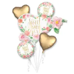 Floral Baby Girl Foil Balloon Bouquet