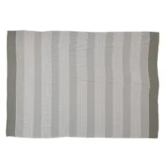 Hello Honey&reg; 84" Cream & Olive Cotton Double Cloth Tablecloth