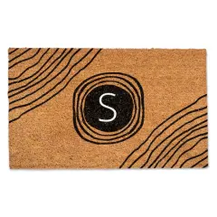 Black Monogram Circle Natural Coir Doormat S