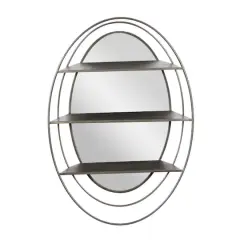 Silver Metal Modern Wall Mirror, 36" x 25" x 6"