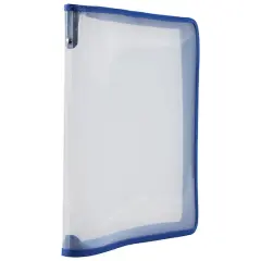 JAM Paper Blue Plastic Portfolio with Zip Closure