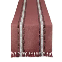 DII&reg; 72" Dobby Striped Fringe Ribbed Table Runner Dobby Clay