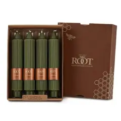 Root Candles 7" Unscented Grecian Collenette Taper Candles, 4ct. Dark Olive