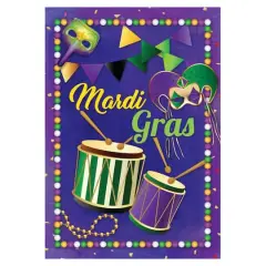 Mardi Gras Drums and Masks Outdoor House Flag 40" x 28"