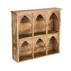 Hello Honey&reg; 20" Carved Natural Mango Wood Shelf