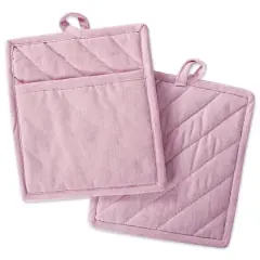 DII&reg; Solid Chambray Potholders, 2ct. Rose