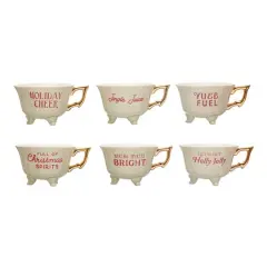 Hello Honey&reg; 5.5" Christmas Stoneware Footed Teacup Set