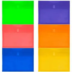 JAM Paper 9.75" x 13" Assorted Plastic Hook & Loop Expansion Booklet Envelopes, 12ct.