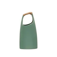 Hello Honey&reg; Bloomingville 13.5" Mint Modern Stoneware Vase with Rattan Wrapped Handle