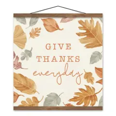 Give Thanks Everyday Teak Hanging Canvas