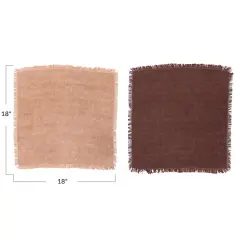 Hello Honey&reg; 18" Putty Orange & Aubergine Linen Napkins with Fringe Set