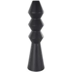 24" Black Metal Art Deco Fluted Vase