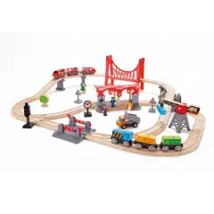 Hape Busy City Rail Wooden Train Set