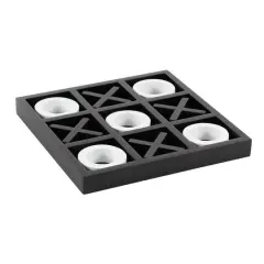 Black & White Wood Tic-Tac-Toe Game Set