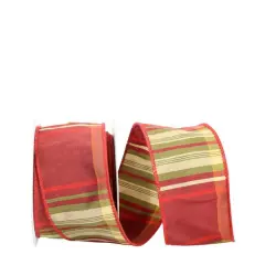 JAM Paper 2.5" x 10yd. Dupioni Wired Edge Woodland Plaid Ribbon