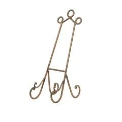 Traditional Scrolling Gold Metal Easel, 19" x 7" x 10"