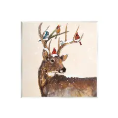 Stupell Industries Cardinals Perched on Snowy Antlers Wall Art
