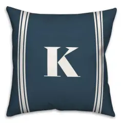 Navy Striped Monogram Throw Pillow K