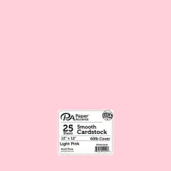 PA Paper&trade; Accents 12" x 12" 65lb. Smooth Cardstock, 25 Sheets Light Pink