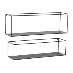 Black Metal Modern Wall Shelf, Set of 2 24", 23"