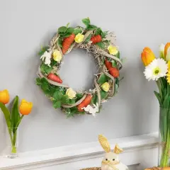11.5" Mixed Floral & Carrots Easter Wreath