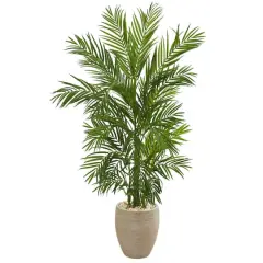 5ft. Areca Palm Artificial Tree in Sand Colored Planter