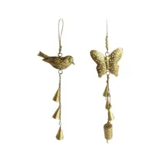 Hello Honey&reg; 2 Pack 12" Metal Bird & Butterfly Ornaments