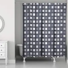 Squares Shower Curtain Navy