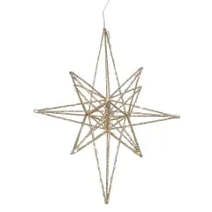 12'' Warm White LED Lighted B/O Gold Glittered Geometric Star Christmas Decoration