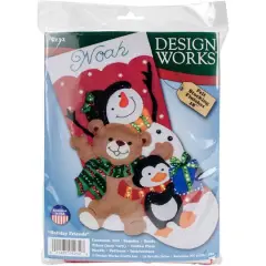 Design Works&trade; Holiday Friends 18" Felt Stocking Applique Kit